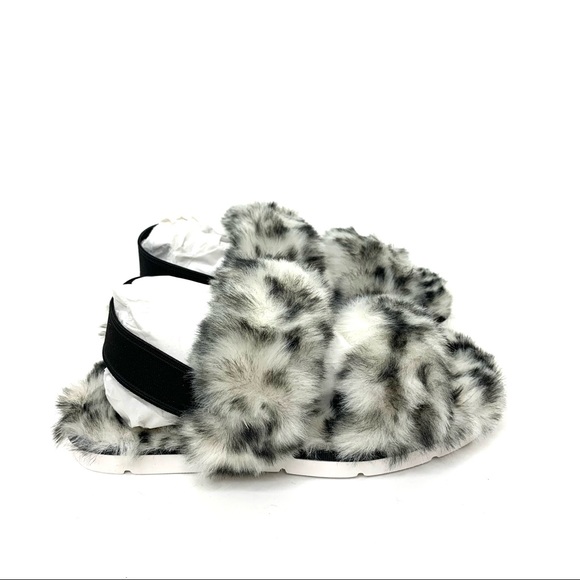 Dolce Vita Pochy Slingback Faux Snow Leopard Faux Fur Hard Sole Slippers Size 6 - Picture 5 of 13